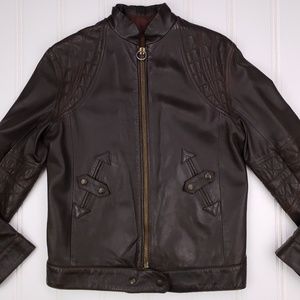 Mc Douglas Vintage Leather Jacket Womens 42 Medium